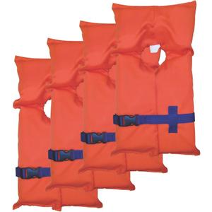 Stearns 4-Pack of PFD Life Vests, USCG-Approved Type II Life Jackets, Universal Size, Flotation Vests for Boat & Swim Safety