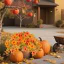 Artificial Flowers for Outdoor Decoration, 2PCS Realistic Fall Faux Petunias Silk Flower Fake Plants No Fade Floral for Home Garden Balcony Yard Porch Indoor Outdoor Fall Decor (Fall Color-1)