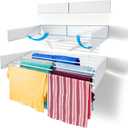 Step Up Laundry Drying Rack (Extra Large: 47 Inches, 12 Lbs), Wall Mounted, Retractable Clothes Drying Rack, 70lbs Capacity, 27 Linear Ft, with Wall Template and Long Drill Bit (47" White)