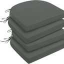 downluxe Outdoor Chair Cushions Set of 4 for Patio Furniture, Water-Resistant Patio Chair Cushions with Ties, High Density Foam Outdoor Seat Cushion, 17" X 16" X 2", Dark Grey