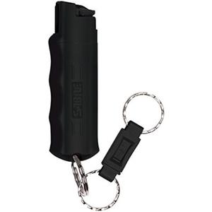 SABRE Pepper Spray with Quick Release Keychain for Self Defense – Maximum Police Strength OC Spray with UV Marking Dye, Twist Lock Safety, Finger Grip, 10‑Second Spray, 14‑ft Range, Made in USA, 0.54 Fluid Ounces