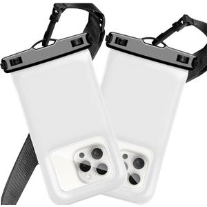 Floatable Soap Bubble Waterproof Phone Pouch/Case with Crossbody Lanyard for iPhone 17 16 Pro Max/15 Pro/14/13/12, IP68 Cellphone Dry Bag Beach Cruise Ship Essentials, 2 Pack-Sand Dollar-7″