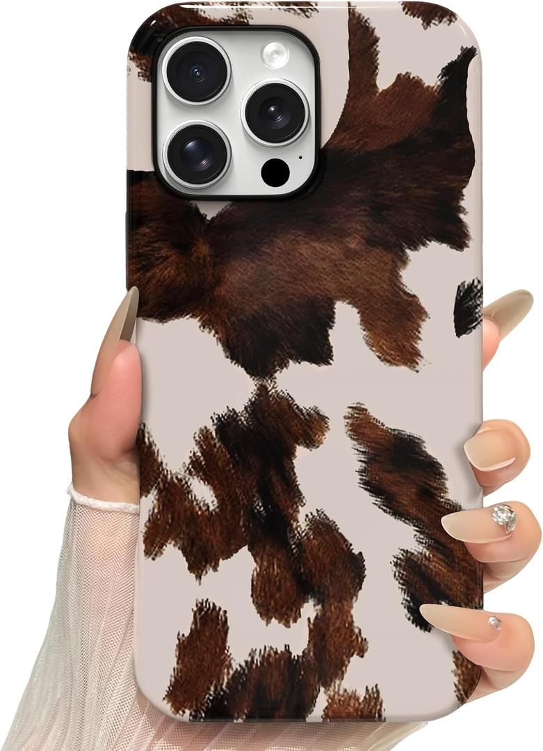 Skyseaco for iPhone 14 Pro Max Case, Treny Cow Print Phone Case Hybrid 2-Layer Hard Shell,Shockproof Soft for Girl Women Boy Men