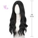 HANNE Long Wavy Black Wig Small Lace Synthetic Wig 26 Inch Natural Wavy Black Wigs for White Women(1B)