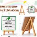 St Patricks Day Decoration - Happy Saint Patricks Day Accessories Decor, Wood Ceramic Irish Blessing Table Desk Sign, Green Lucky Shamrock Home Office Spring Tiered Tray Decor Centerpiece