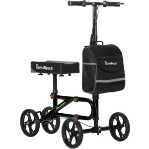 Economy Knee Scooter Steerable Knee Walker for Foot Injuries Compact Crutch Alternative with Dual Braking System (Black)