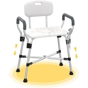 Medhelp Extra Wide Shower Chair for Inside Shower with Arms and Back, 500 lbs Heavy Duty Shower Seat for Bathtub, Height Adjustable Safety Crossbar Bath Seat for Elderly, Adults, Handicap & Disabled