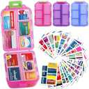 iouwei Large Pill Organizer with Medicine Labels, Travel Daily Pill Container, Mini Medication Organizer, 7-Day Pill Case, Set of 3 (Blue+Pink+Purple)