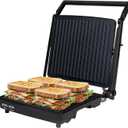 Courant Panini Press Gourmet Sandwich Maker, Super Slim Design with Foldable Handle, 4 Servings Grill with Non-Stick Plates, Opens 180° for Table Grill, Stainless Steel 1400 Watts