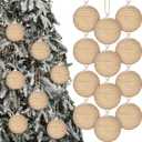 12 Pcs Burlap Christmas Ball Ornaments 3.15 Inch Farmhouse Hanging Balls Boho Rustic Ornaments for Xmas Tree Wreath Garland Holiday Party Home Decoration