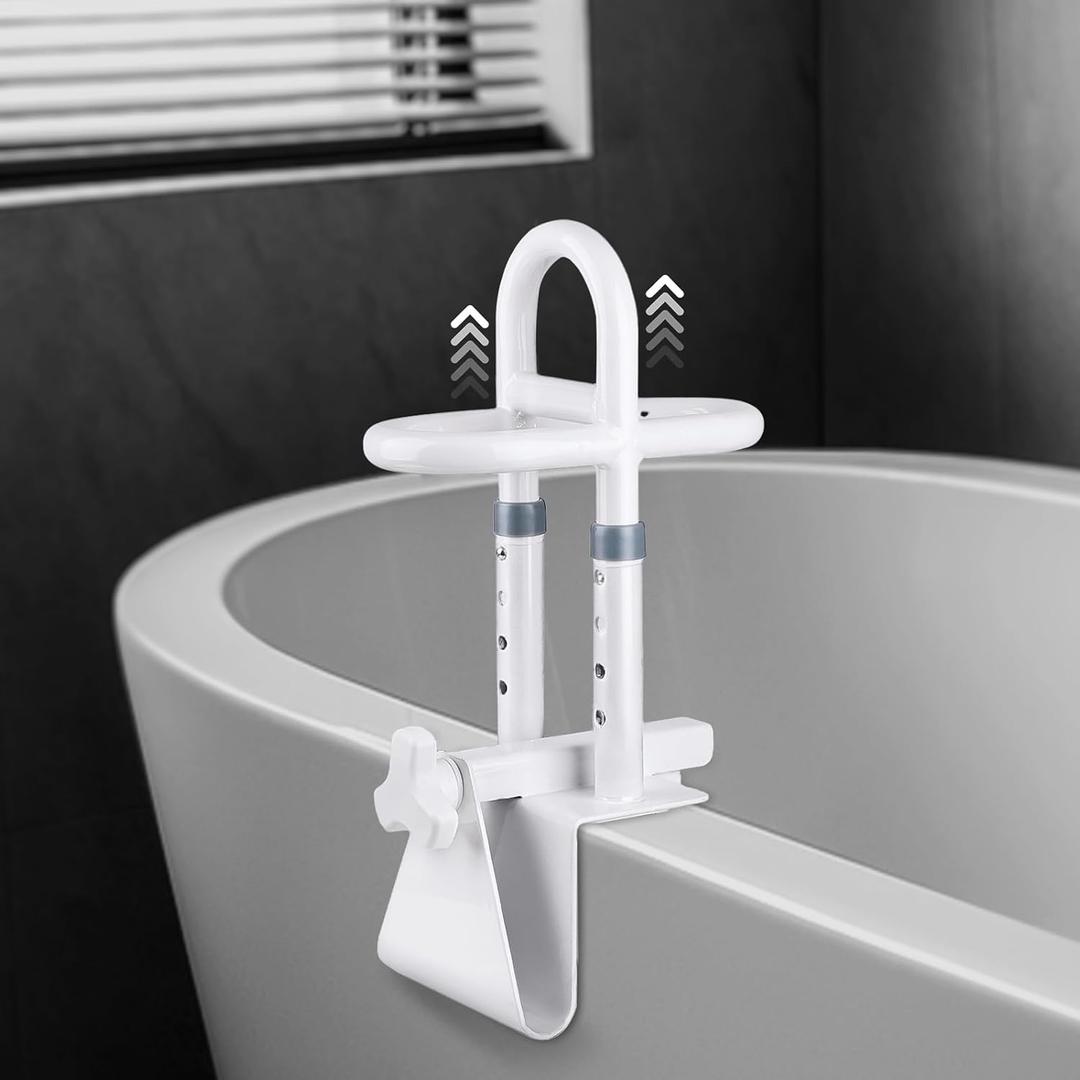Adjustable Bathtub Safety Rail - Non-Slip Shower Grab Bar Handle, Bathtub Grab bar, Fits 3.15"-6.69" Walls, 300lbs Support, Sturdy Bathtub Safety Rail for Elderly & Disabled