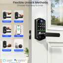 Veise VE019 Fingerprint Smart Lever Lock, App Control, Keyless Entry Door Lock with Handle, Touchscreen Keypad Knob for Front Door and Bedroom, Remote Access Sharing, IP55 Waterproof, Matte Black