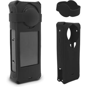 Protective Silicone Case for Insta360 X5, Insta 360 X5 Camera Lens Protector Cover Accessories (Black)