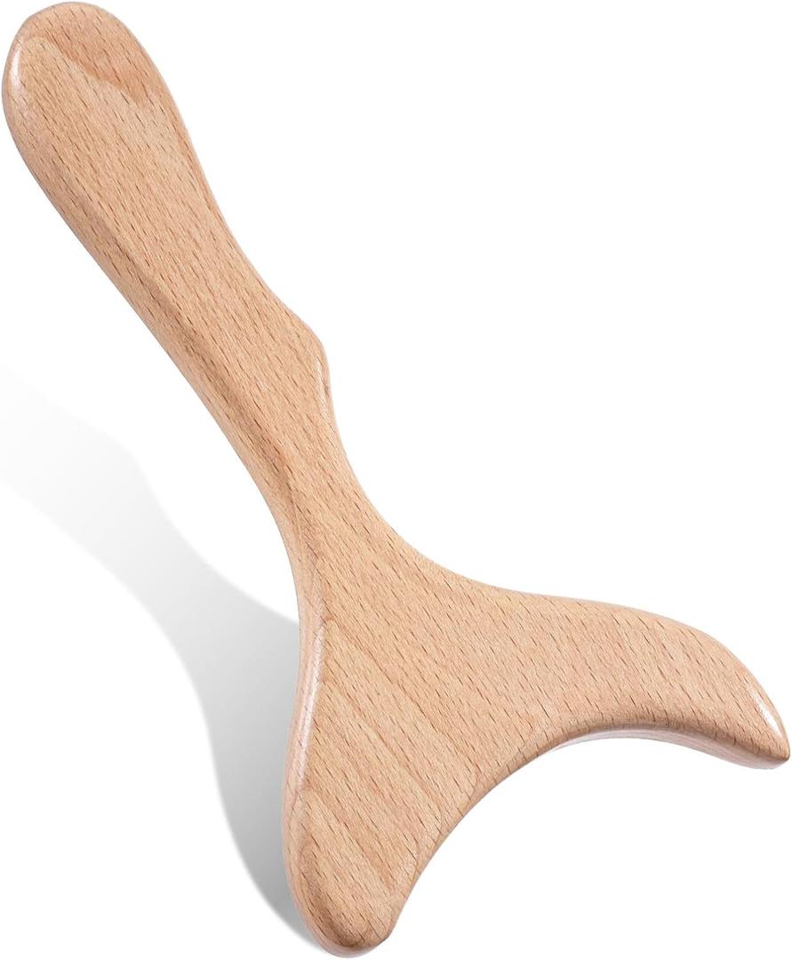 Lymphatic Drainage Massager, Natural Wood Therapy Massage Tools One-Handed Gua Sha Body Tool Manual Anti-Cellulite Sculpting Board for Muscle Release, Fascia Massage, Body Contouring - 1 Pack
