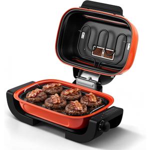 Electric Grill Outdoor, Techwood 3-1 Electric Grill for indoor/outdoor Cooking, 1300W Korean BBQ Grill with Timer Control Knob, Roast, Toast, Grill & More for Parties & Everyday Meals