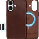 SHIELDON Genuine Leather Case for iPhone 17 6.3" 2025 | Compatible with Magsafe | Updated Camera Button | Magnetic Wireless Charging | Slim Fit | Non-Slip | Shockproof | Camera Bezel - Retro Coffee