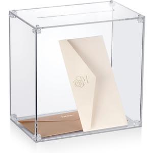 Clear Acrylic Wedding Card Box, DIY Large Card Box with Clear Assembly Parts, Party Cards Receiving for Birthdays, Graduation & Baby Shower Decorations, Easy for Traveling(10x10x6.18)