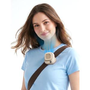 Aecooly Magnetic Clip On Fan, Mini Portable Neck Fan, Mighty Waist Fans, Light Hat Fans, Hands Free USB Rechargeable [10H Max Cooling Time], Personal Battery Powered for Travel, Gifts for Women -Beige