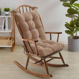Sweet Home Collection Rocking Chair Cushion Premium Tufted Pads Non Skid Slip Backed Set of Upper and Lower with Ties, 1 Count (Pack of 1), Velvet Taupe