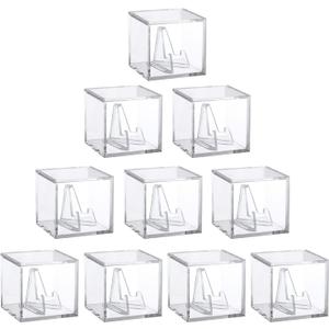Championship Ring Display Case, Clear Tournament Championship Ring Holder Box, Acrylic Display Easel Box and Stand Holder for Baseball Softball Championship Rings Cheer Leading Rings, 10Pcs