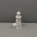 Luxstyra White Ceramic Christmas Houses Lighthouse Lamp, Small Figurines for Ceramic Christmas Village,Light Up Xmas Houses with Timer, Xmas Lighthouse Decoration for Table Bookshelf Desk