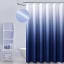 Dynamene 78 Inches Long Shower Curtain - Navy Blue Ombre Waffle Weave Fabric Shower Curtains for Bathroom, Machine Washable, Water Repellent, Tall Cloth Shower Curtain Set with 12 Hooks - 72x78 (72"W x 78"L (Pack of 1), Navy Blue)