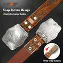 SUOSDEY Western Genuine Leather Belt with Silver Bull Embossed Buckle for Men,Cowboy Engraved Belts for Jeans,1.5" Width (Fits 30"-34" Waist, Brown)