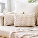 MIULEE Pack of 2 Decorative Burlap Linen Throw Pillow Covers Modern Farmhouse Pillowcases Rustic Woven Textured Cushion Cover for Sofa Couch Bed 12x20 Inch Greyish White