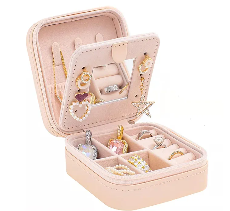 Travel jewelry case Travel jewelry box Travel Jewelry Organizer Small Jewelry Organizer Box for Girls Women with Mirror