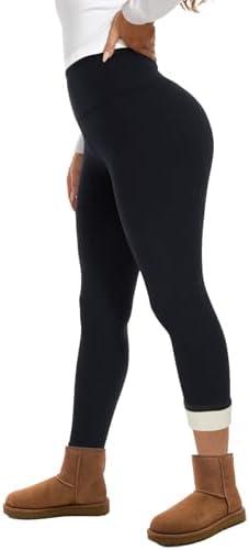 GAYHAY Fleece Lined Leggings for Women – Thick Winter Warm Thermal High Waisted Tummy Control Workout Yoga Pants M