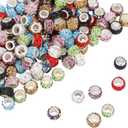 200 PCS European Large Hole Beads Rhinestone Colorful European Beads Crystal Large Hole Craft Beads for DIY Charms Bracelet Jewelry Making (Mixcolor)