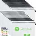 Vuzvuv 22Pcs A3 Size-16.9"x 12" Large Mesh Zipper Pouch with Label Sticker, Plastic Document Mesh Bag for File Board Game School Office Home Travel Storage43cm30cm (Black White-a3)