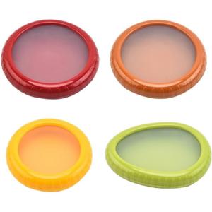 4-Pack Silicone Seal Food Storage Containers with Rotating Lock - Airtight BPA-Free Plastic Base for Fruits, Vegetables & Leftovers(Green,Yellow,Brown,Red)