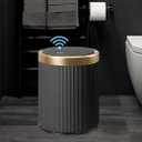 URALFA Automatic Motion Sensor Bathroom Trash Can with Lid, Touchless Trash Bin, Smart Dog Proof Garbage Can, Small Waste Basket for Toilet, Office, Bedroom, 2.8 Gallon, Dark Grey
