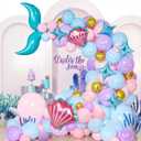AGPTEK 109PCS Mermaid Balloon Garland Kit, Pastel Pink Purple Teal Blue Balloons with Mermaid Tail, Shell, and Star Foil Balloons, Perfect for Mermaid Birthday Party, Ocean-Themed Party Decorations