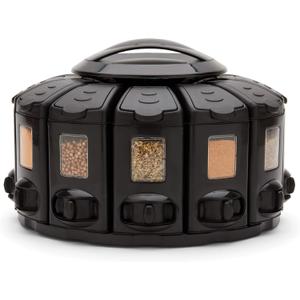 Kitchen Art Select-A-Spice Auto-Measure Pro Carousel 12 Compartments Spice Rack, Black 9.5 x 9.5 x 6.5 inches Kitchen Art Select-A-Spice Auto-Measure Pro Carousel 12 Compartments Spice Rack, Black 9.5 x 9.5 x 6.5 inches