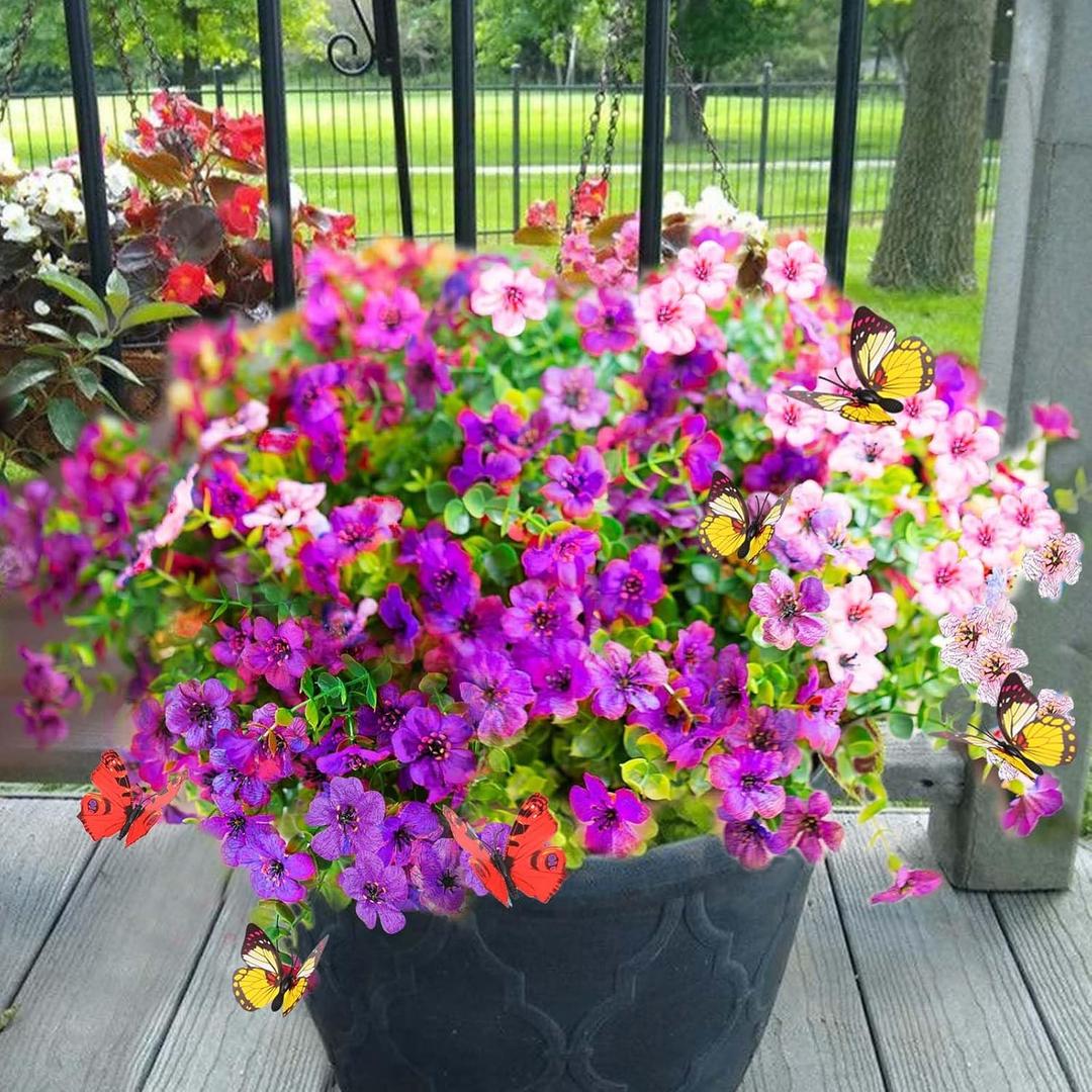 2 x Yastouay 12 Bundles Artificial Flowers for Outdoors, UV Resistant Artificial Outdoor Flowers No Fade Fake Outdoor Flowers Plants for Garden Porch Window Box Farmhouse Pot Planters Decor (Fuchsia+Pink)