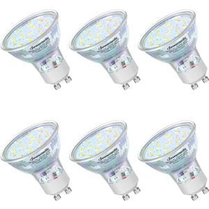 DEWENWILS GU10 Light Bulbs, Dimmable GU10 LED Bulb, 5W Equivalent 50W 5000K Daylight White Bulbs, Replacement for Track Lighting, 120 Flood Beam for Kitchen, Range Hood, Living Room, Bedroom, 6 Pack