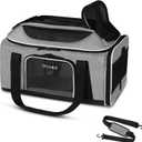 Petskd Top-Expandable Pet Carrier 17x12x8.5 Inches JetBlue Allegiant Spirit Airline Approved, Soft-Sided Carrier for Small Cats and Dogs with Locking Safety Zippers and Anti-Scratch Mesh(Grey)