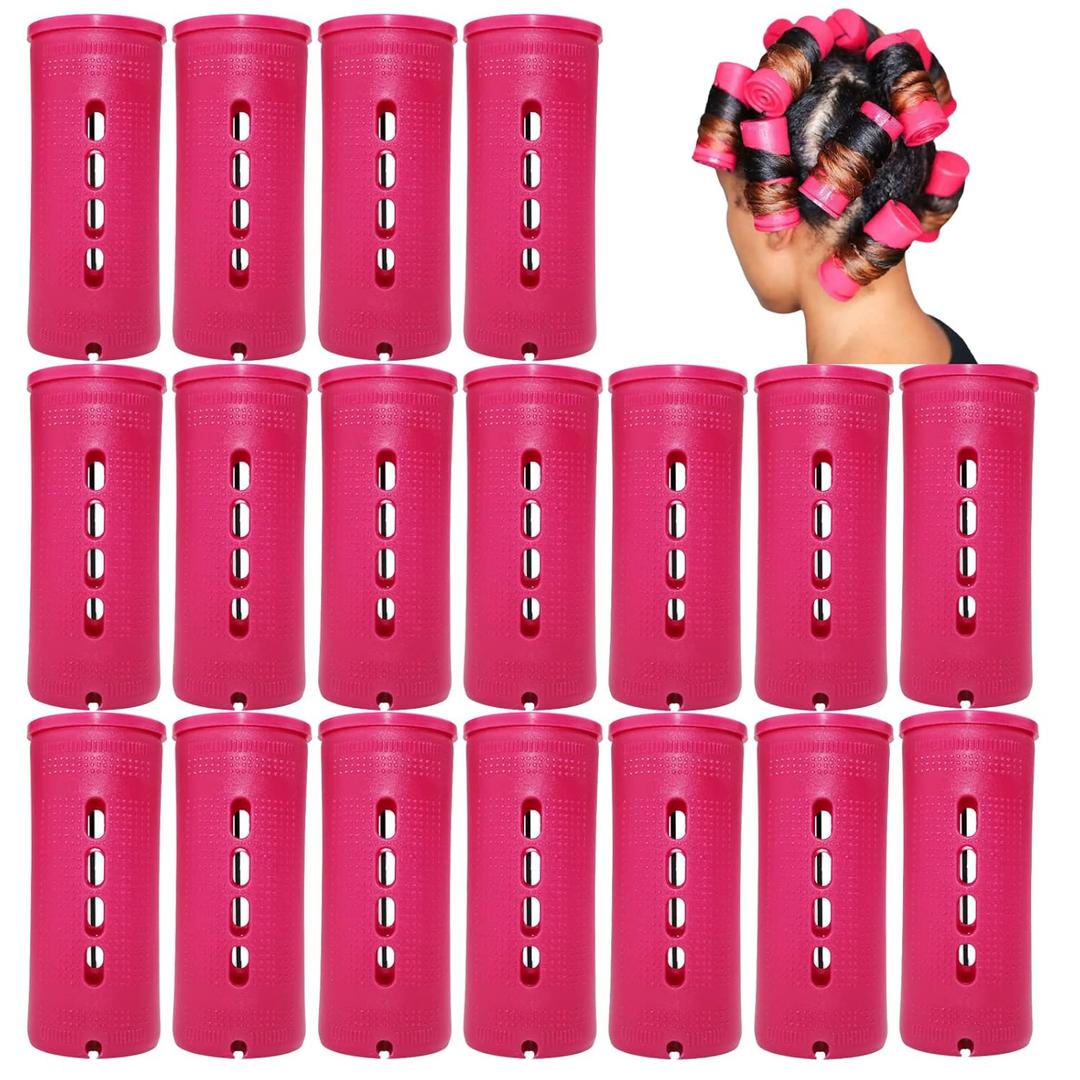 Jumbo Perm Rods 18 Pcs, Extra Large Size 3.25in/8.25cm Length, 1.38in/3.5cm Diameter, Red, Hair Rollers for Natural Hair, Home Hairdressing Tools