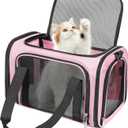 Cat Dog Carrier Up to 15 Lbs TSA Airline Approved Pet Carrier for Small Medium Cats Puppies Dog Carriers for Small Dogs Collapsible Soft Sided Cat Travel Carrier - Pink 15.7"x10.2"x10.2"