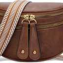 KKXIU Crossbody Sling Bag for Women Trendy Fanny Pack Vegan Leather Chest Bag (Red Brown)