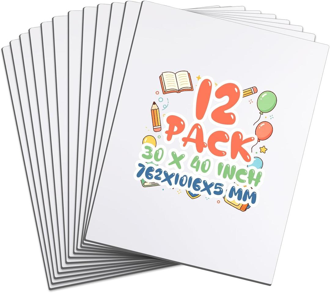Kathfly 12 Pack White Acid Free Double Sided Foam Boards, 30 x 40 x 3/16 in