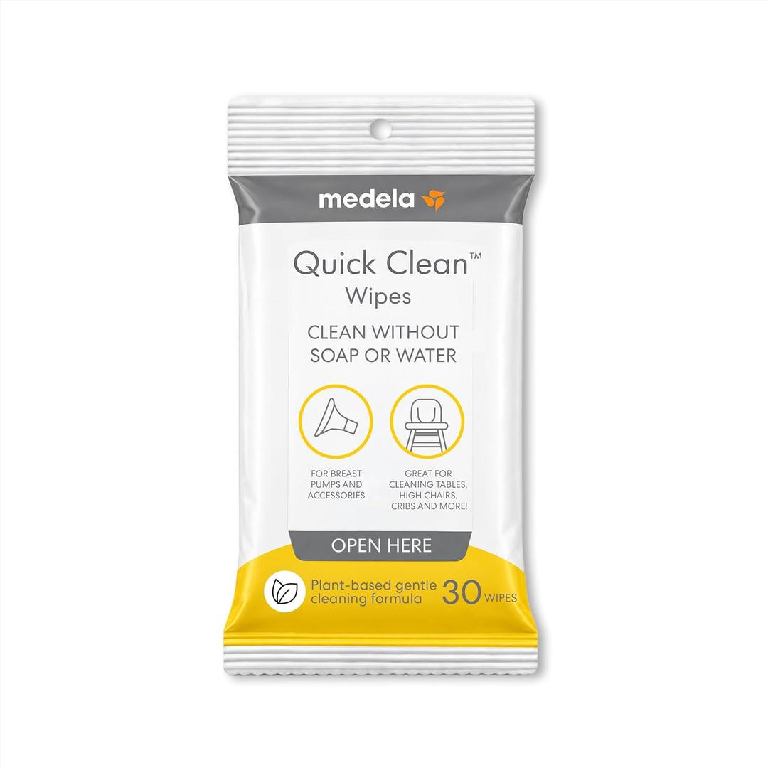 Medela Quick Clean Breast Pump Wipes, Plant-Based, 30 count
Fragrance-Free, No-Rinse. Resealable Pack. Multi-purpose for Baby Bottles, Baby Gear, Breast Pump Parts. 1 Pack of 30