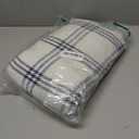 DII Modern Farmhouse Plaid Collection Cotton Fringe Throw Blanket, 50x60, White/French Blue