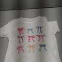 Girl's Bow Graphic Tees Crew Neck Short Sleeve Summer T Shirts Preppy Cute Clothes for Girls