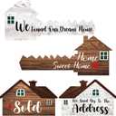 Sintuff 2 Pieces Sold Signs, Double Sided Social Media Photo Props, House Shaped and Home Key Shaped Decor Closing Gift Double Sided Agent Supplies and Signs (23.6 Inch)