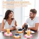 2 x 4 Pcs Coasters for Drinks - Capybara Coasters,Cute Capybara Coaster Set with Detachable Felt Pad,Funny Animal Themed Absorbent Coaster for Drinks Coffee Tea Table Decor,Gifts for Women Men