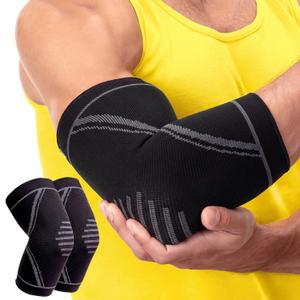 PhysFlex Elbow Brace 2 Pack for Tennis & Golfer's Elbow Pain Relief - Elbow Compression Sleeve for Weightlifting, Workout, Fitness, Arthritis, Bursitis - Tendonitis Elbow Brace for Men & Women M