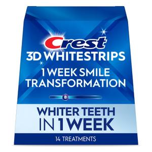 Crest 3D Whitestrips, 1 Week Smile Transformation, Whitestrips 3D White, Teeth Whitening Strip Kit, 14 Treatments (Each with 1 Upper/1 Lower), 28 Strips